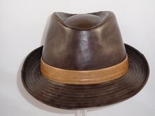 Mida Trilby Imitatieleder Donkerbruin Beige