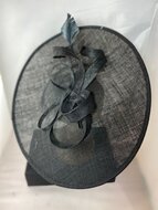 Maddox Fascinator Voluminious Disc Sinamay Krul Black