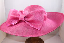 Maddox Occasion Hat Oval Disc Shantung Bow MAGENTA