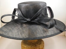 Maddox Occasion Hat Wide Brim Slim Bow Black