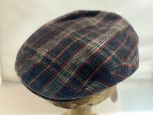 Derby Sport Flat Cap Tweed Ruit Donkerblauw Rust Rood