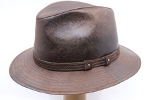 Mida Outdoor Fedora Leder Look Bruin