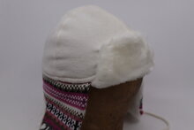 Fiebig kinder Knitted Piloten muts met fleece nordic Ivory en Roze