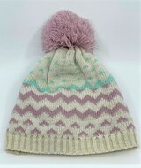 Fiebig knitted kindermuts met pompom Beige Roze en Mint