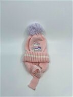 Fibi Knitted babymuts met pompom Roze