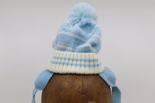 Fibi Knitted babymuts met pompom Blauw