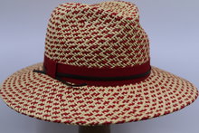 Jos van Dijck Fedora Zomer Lint en Leer Rood Naturel