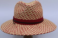 Jos van Dijck Fedora Zomer Lint en Leer Rood Naturel