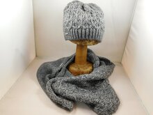 Seeberger Gebreide Beanie WolMix Pailletten Kruismotief ANTHRACITE