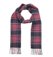 john hanly irish wool scarf long burgundy denim navy plaid