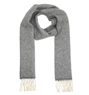 john hanly irish cashmere merino scarf grey herringbone