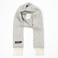 john hanly irish cashmere merino scarf silver grey herringbone