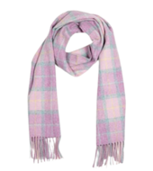 john hanly irish wool scarf short pink grey yellow check