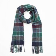 john hanly irish wool scarf short green navy burgundy check