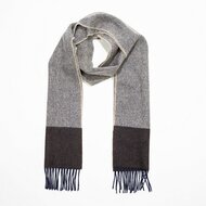 john hanly irish wool scarf long camel brown navy herringbone