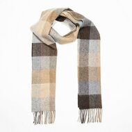 john hanly irish wool scarf long beige brown grey herringbone