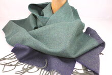 john hanly irish wool scarf long green navy herringbone 