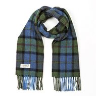 john hanly irish wool scarf short denim green tartan