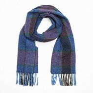 john hanly irish wool scarf short blue navy heather check