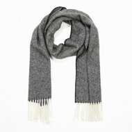 john hanly irish wool scarf short grey black herringbone