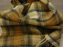 john hanly irish wool scarf short beige orange check