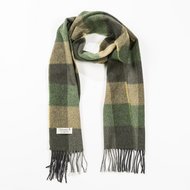 john hanly irish wool scarf medium green mix block check