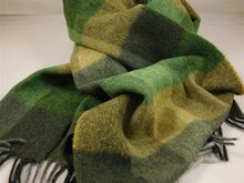 john hanly irish wool scarf medium green mix block check