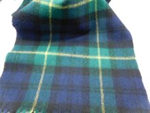 john hanly irish wool scarf medium navy green and yellow tartan 