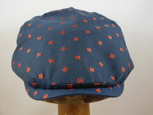 wigens ivy flat cap katoen navy fleur de lis rood