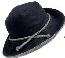 bronte clochehoed fedora wol zwart grijs