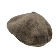 stetson 8 panel newsboy cap linen and leather brown