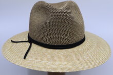 marzi paper straw braid fedora black ribbon naturel