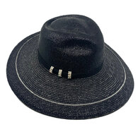 marzi fedora flaphoed premium straw braid black silver