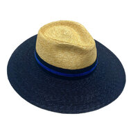 marzi fedora premium italian straw two tone naturel navy