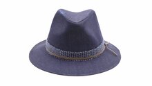 jos van dijck zomer fedora canvas jeansblauw