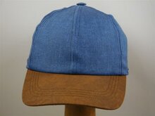 wigens baseball cap linnen met suede look blauw