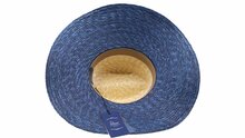 panizza fedora brede rand stro naturel en donkerblauw