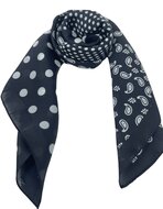 onkar neckerchief satijn polkadots and paisley black white