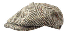 stetson newsboy cap hatteras tweed herringbone beige green