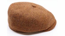 alfonso deste kyoto newsboy cap scheerwol visgraat roest bruin