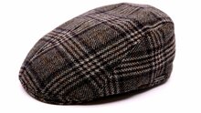 wigens ivy modern flat cap merino wool check taupe grey