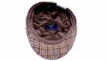 wigens ivy modern flat cap merino wool check beige brown