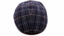 wigens ivy modern flat cap merino wool check blue grey