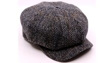 wigens newsboy retro cap wool herringbone harris tweed grey