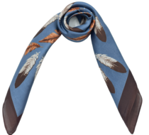 onkar neckerchief sjaal feathers blue and brown