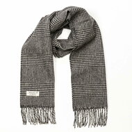 john hanly irish wool scarf short black and white glencheck