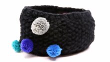 seeberger knitted hoofdband wolmix pompom zwart