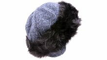 panizza cloche faux fur met oorflappen blauw en zwart