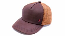 alfonso deste baseball cap wol leder oranje bruin