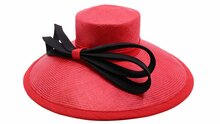 whiteley occasion hat parasisal Wwide brim tulip red and black